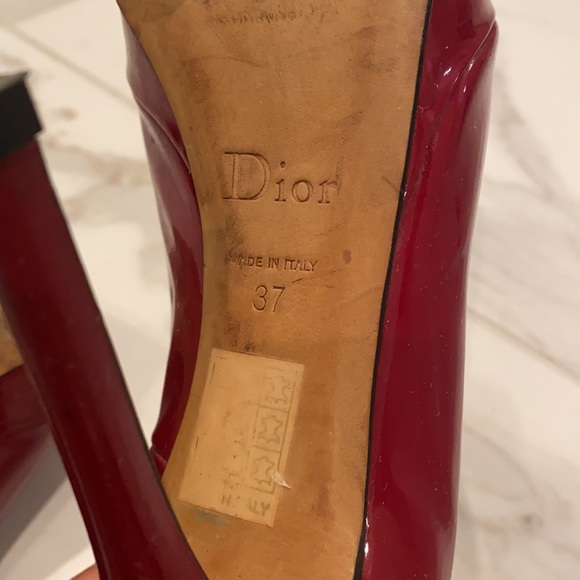 Dior burgundy platform pumps with open toe, size 37 - Picture 5 of 11